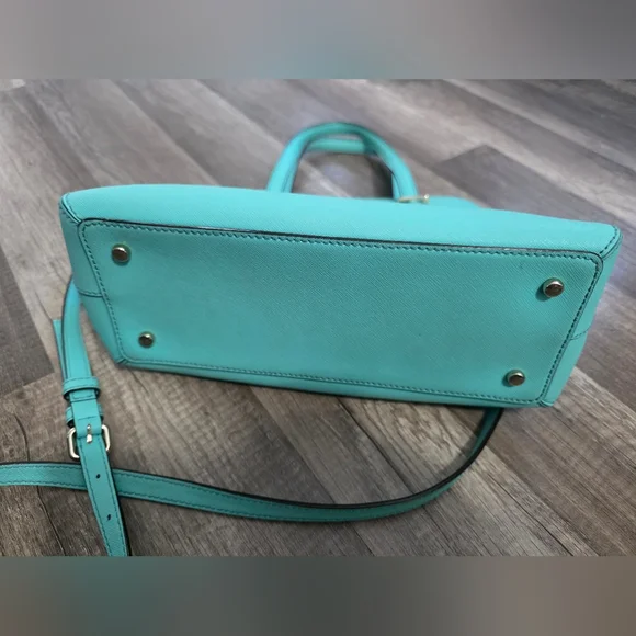 Kate Spade Mint Turquoise Bowler Satchel Crossbody Bag Y2K Classy Aqua Designer - Picture 12 of 13